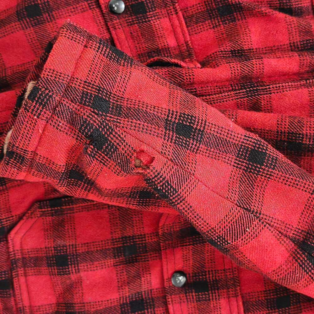 Vtg Woolrich 523 Mackinaw Cruiser Hunting Jacket Red Black Buffalo Plaid Size 42 - Picture 5 of 11